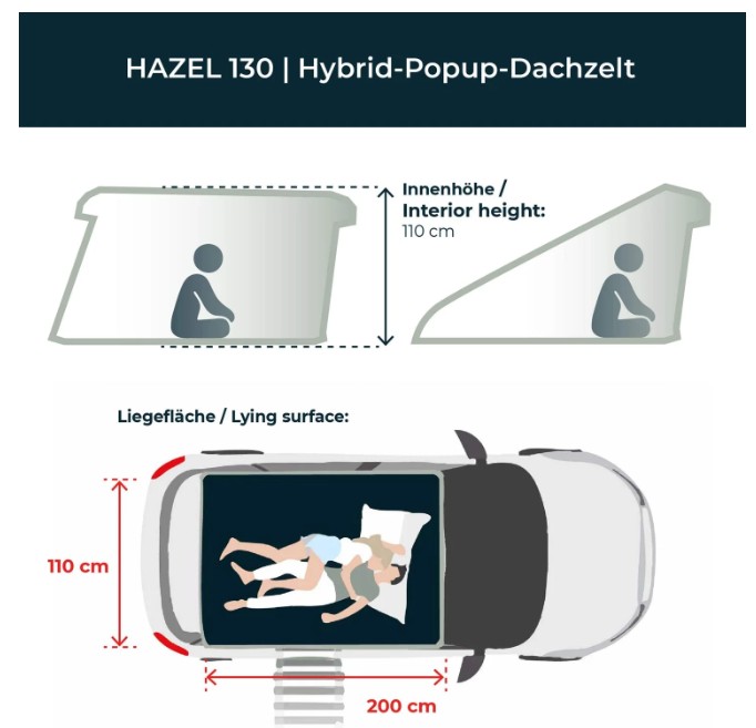 Pop-Up Dachzelt HAZEL 130 grau – Bild 6